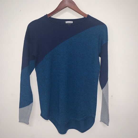 Smartwool Women Shadow Pine Colorblock Alpine Blue Pullover Sweater S Baselayer - Picture 1 of 7